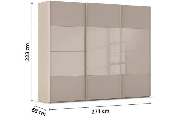 Goossens kledingkast finca combi glans mat glas bruin hoogwaardig meubelplaat - 8244386-{merk}-finca-combi-sts-bruin-schuifdeuren-03